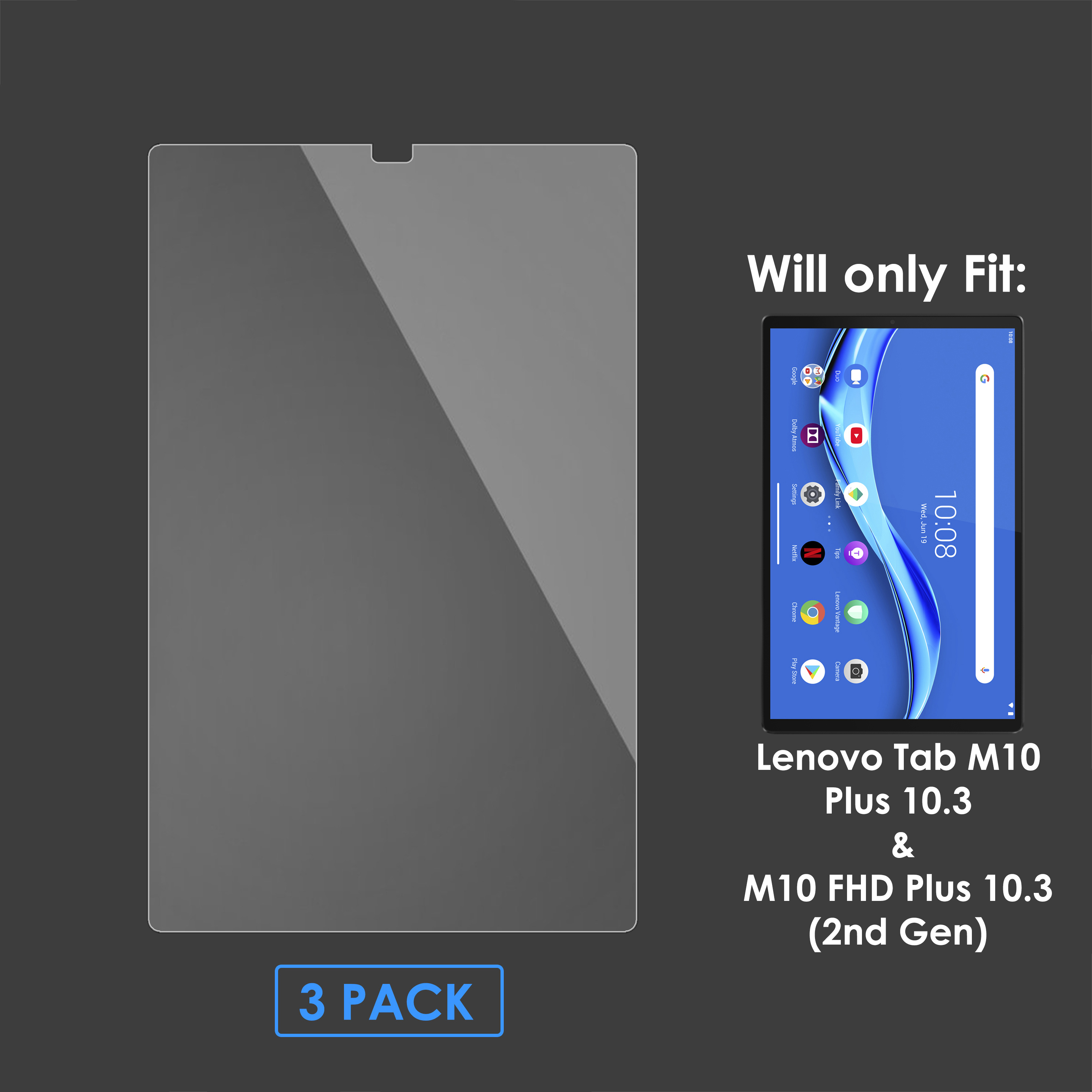 Lenovo Tab M10 Plus Screen Protector Cover Guard UltraThin HD Clear